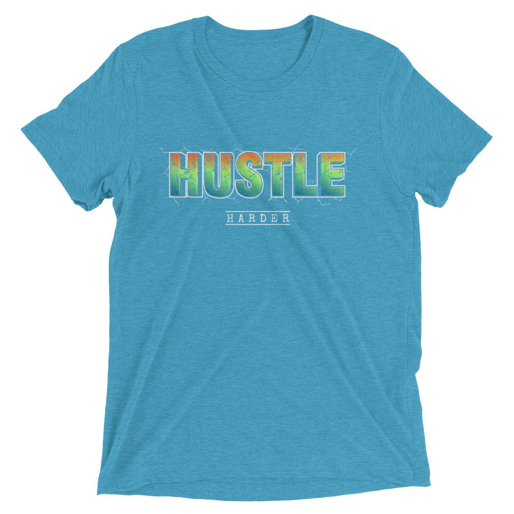 Tru Soldier Sportswear Aqua Triblend / XS Hustle Harder t-shirt