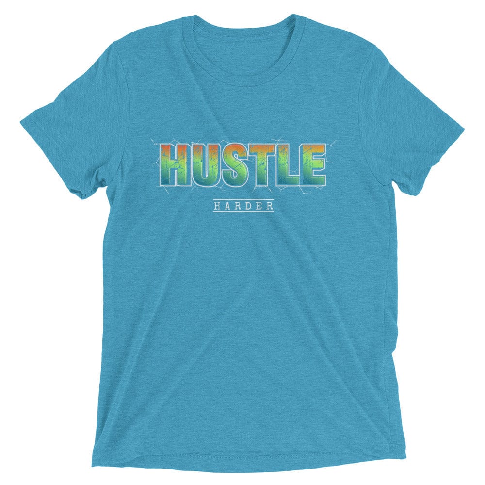 Tru Soldier Sportswear  Aqua Triblend / XS Hustle Harder t-shirt