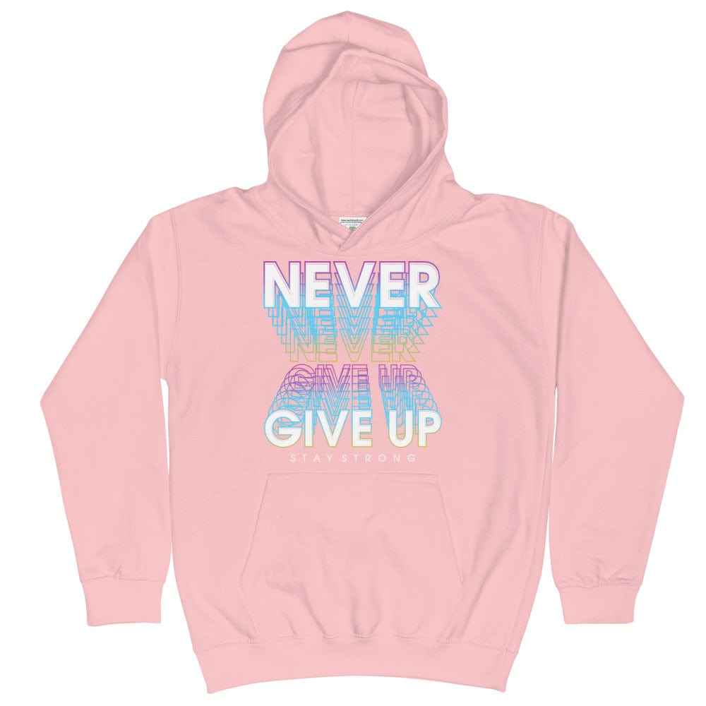Tru Soldier Sportswear Baby Pink / XS Never Give Up Kids Hoodie
