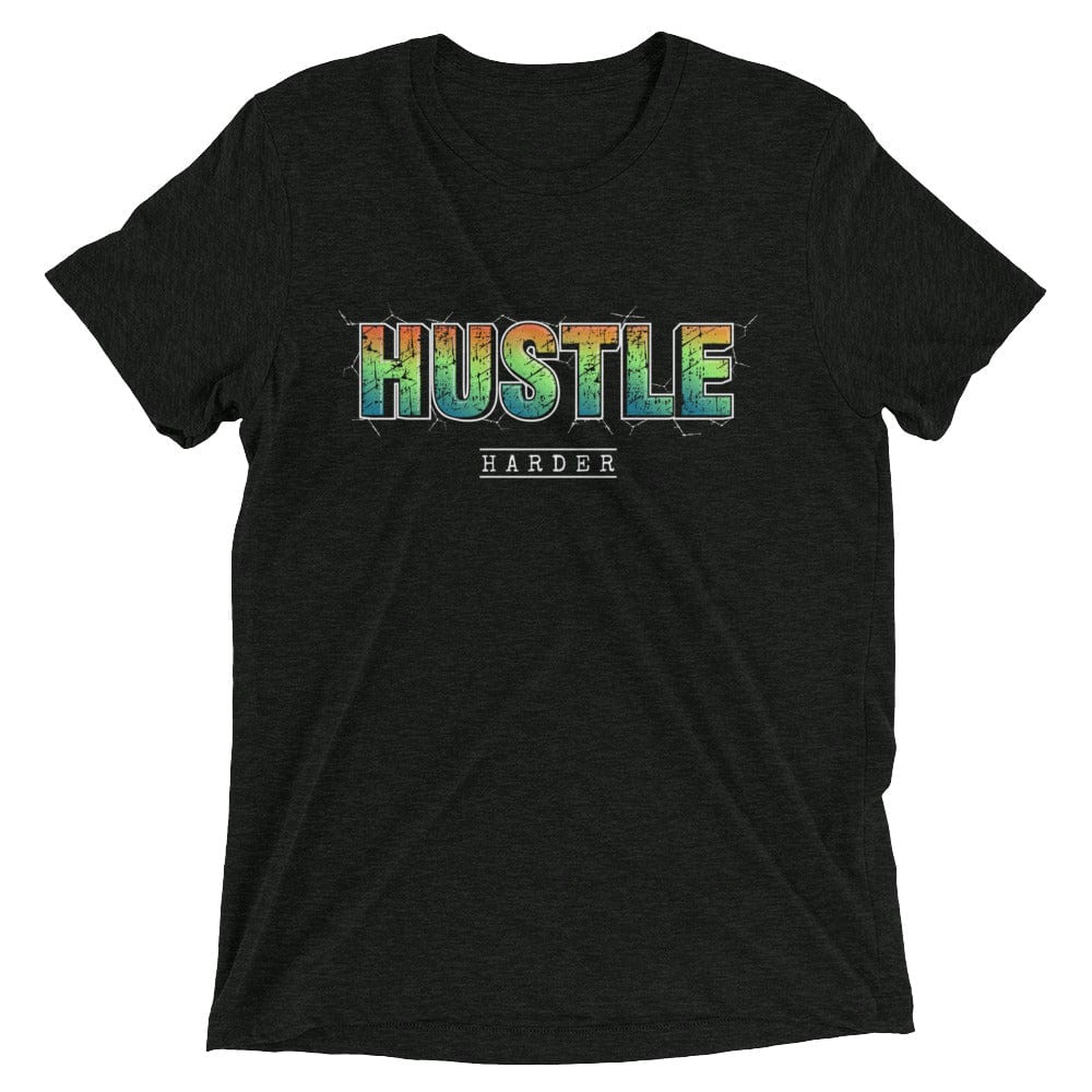 Tru Soldier Sportswear  Charcoal-Black Triblend / XS Hustle Harder t-shirt