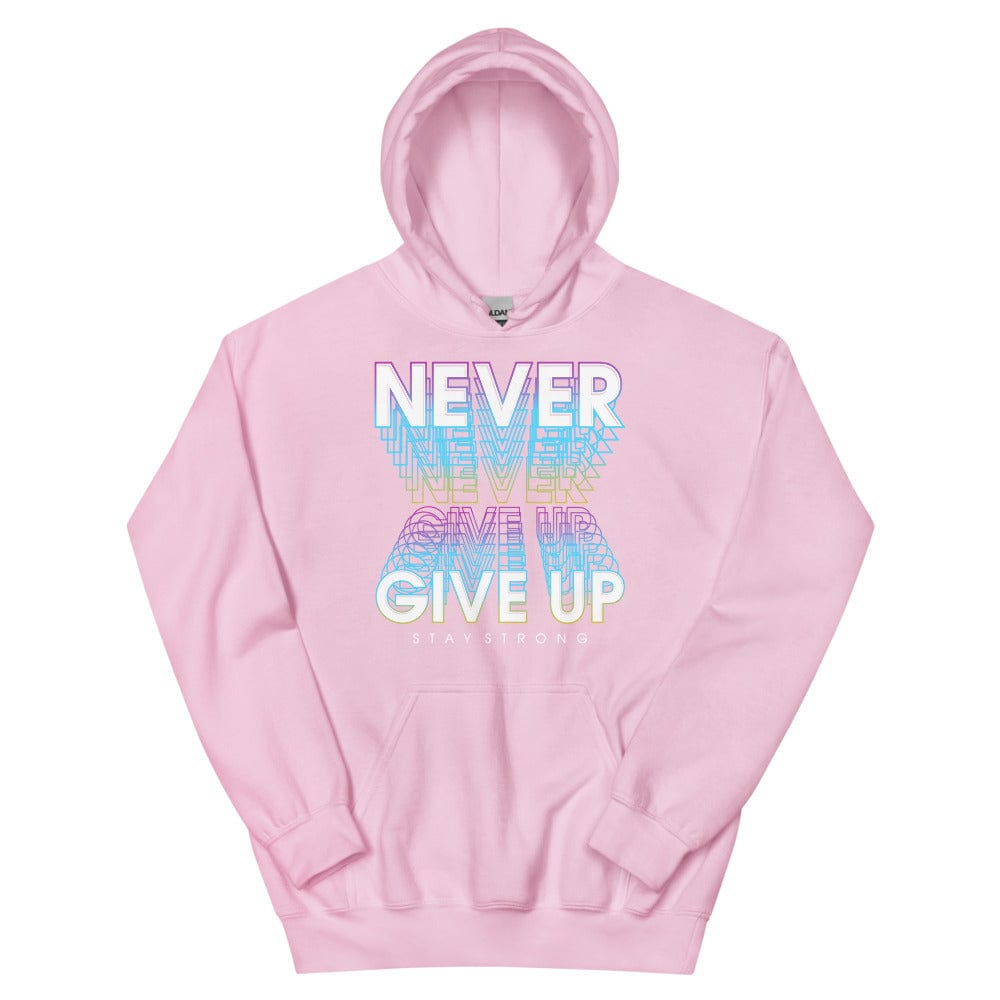 Tru Soldier Sportswear Light Pink / S Never Give Up Hoodie