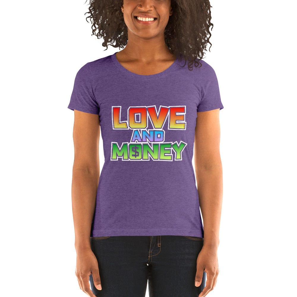 Tru Soldier Sportswear Purple Triblend / S Ladies' Love and money short sleeve t-shirt