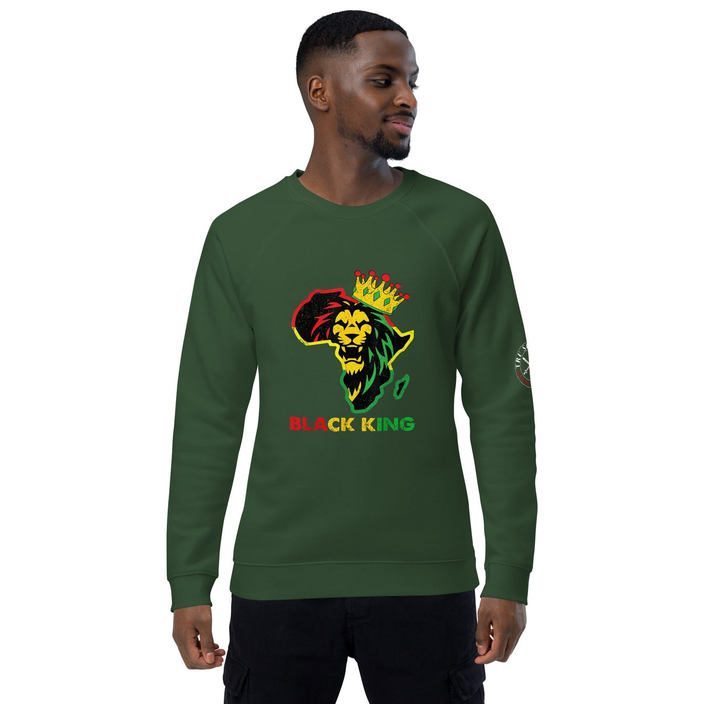 Tru Soldier Sportswear  Bottle green / XS Black King organic raglan sweatshirt