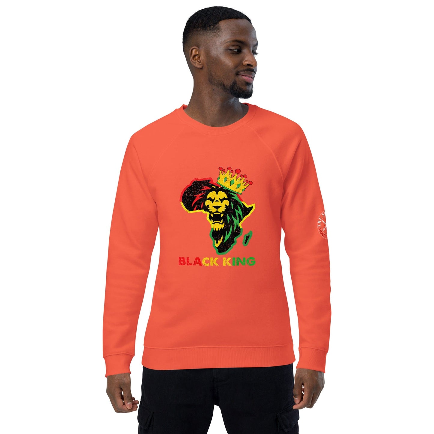 Tru Soldier Sportswear  Burnt Orange / XS Black King organic raglan sweatshirt