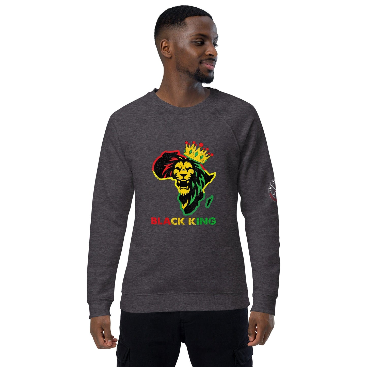 Tru Soldier Sportswear  Charcoal Melange / XS Black King organic raglan sweatshirt