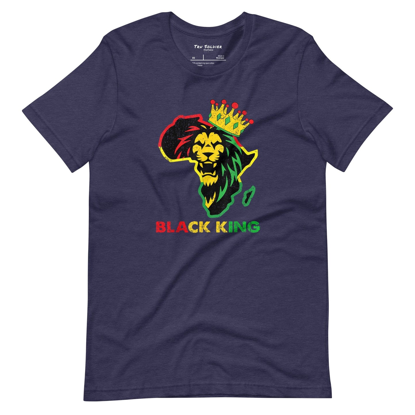 Tru Soldier Sportswear  Heather Midnight Navy / XS Black King t-shirt