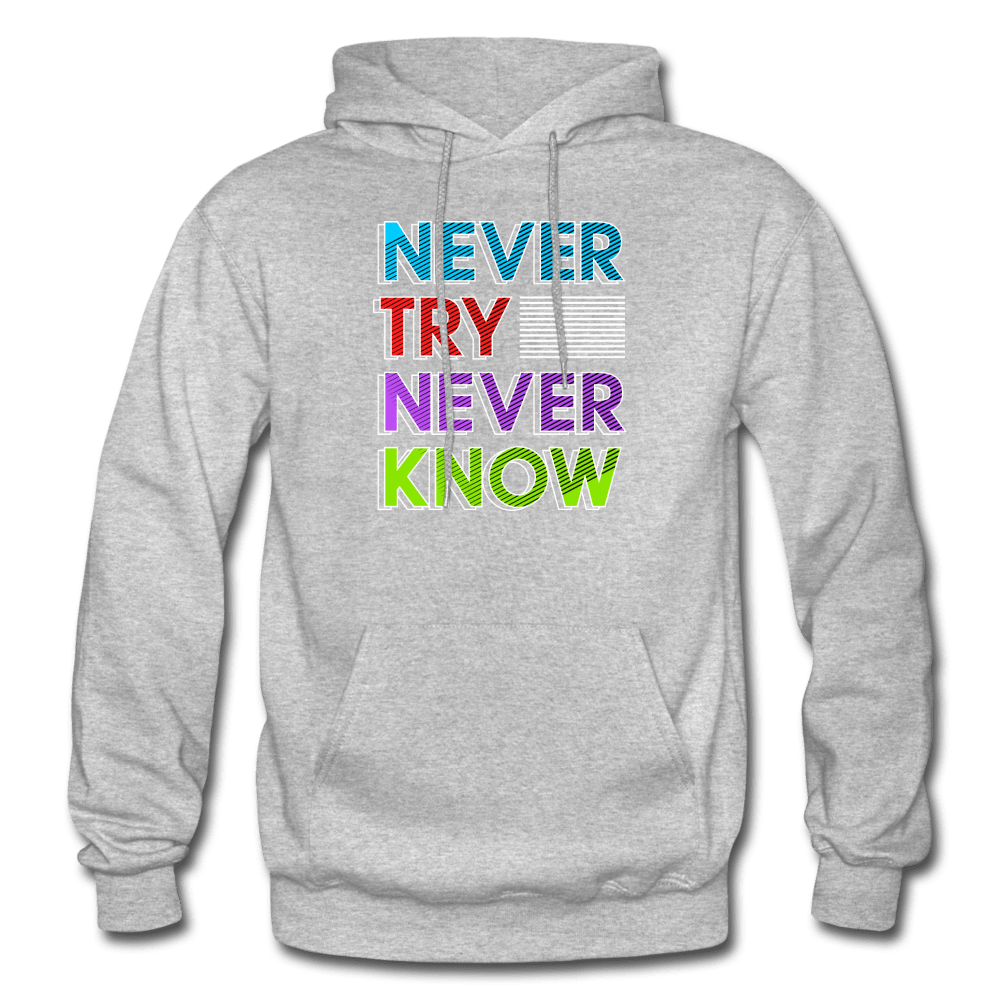 SPOD Heavy Blend Adult Hoodie | Gildan G18500 heather gray / S Never Try Never Know Hoodie