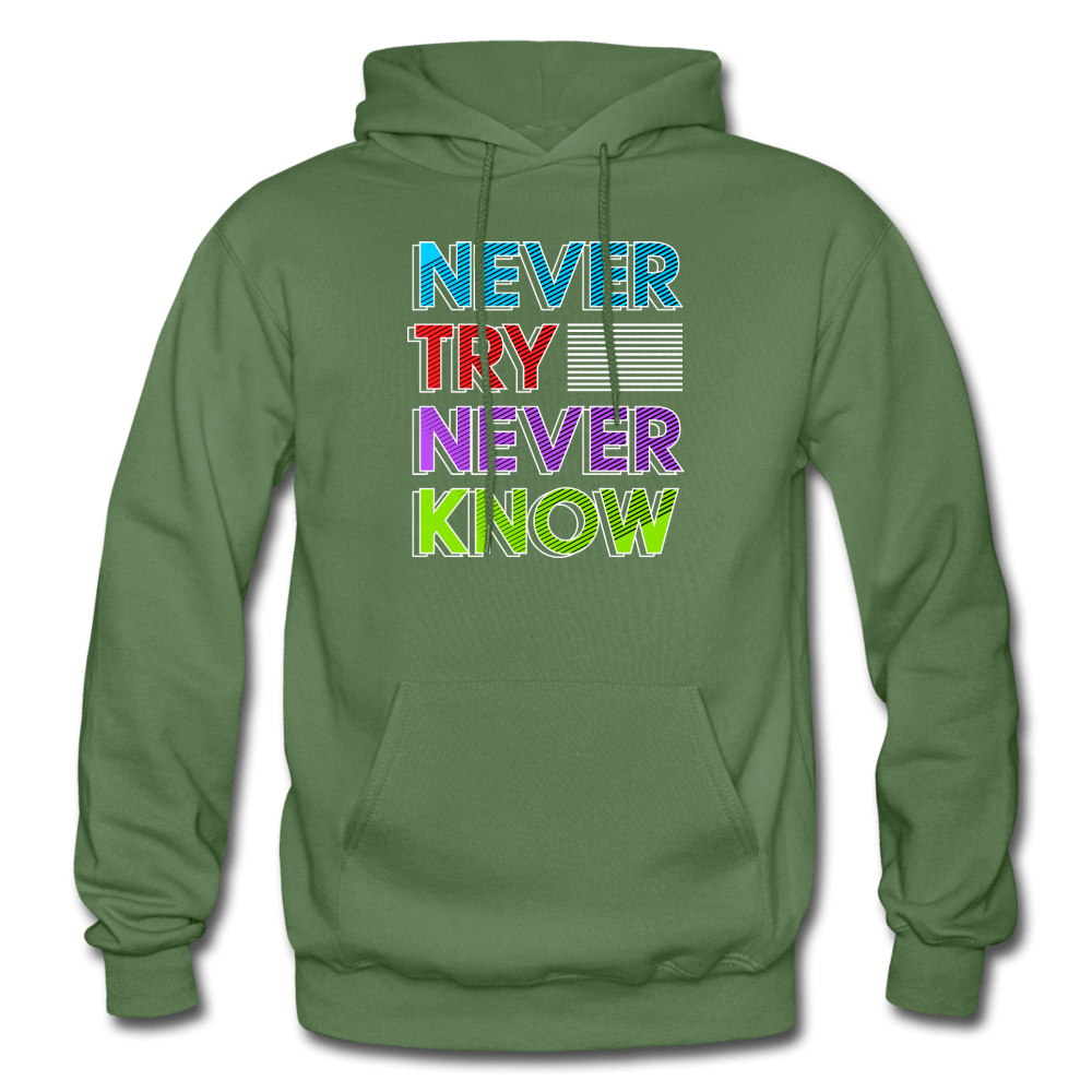 SPOD Heavy Blend Adult Hoodie | Gildan G18500 military green / S Never Try Never Know Hoodie