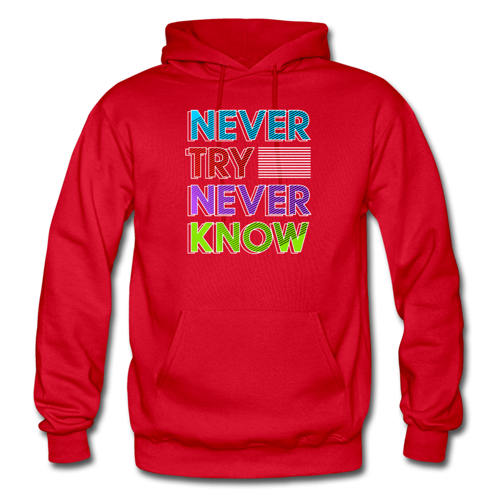 SPOD Heavy Blend Adult Hoodie | Gildan G18500 red / S Never Try Never Know Hoodie