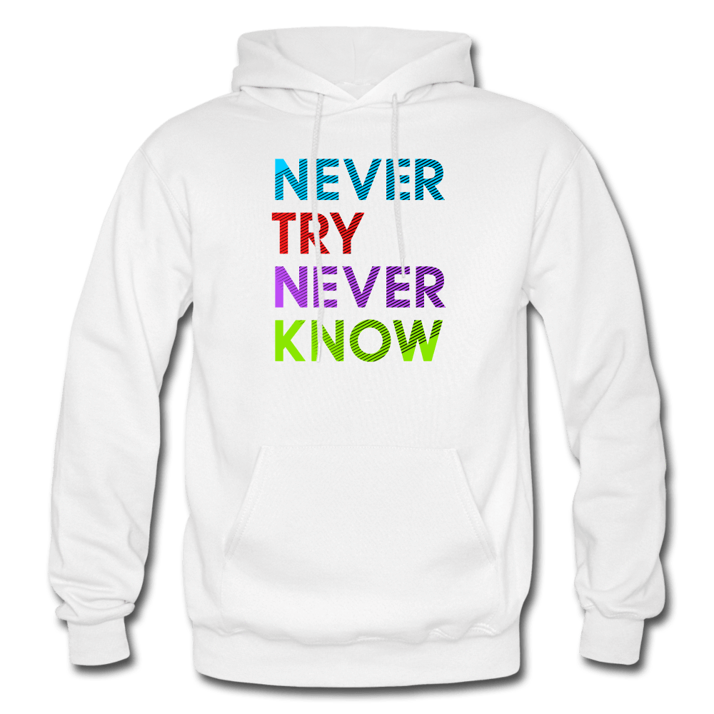 SPOD Heavy Blend Adult Hoodie | Gildan G18500 white / S Never Try Never Know Hoodie