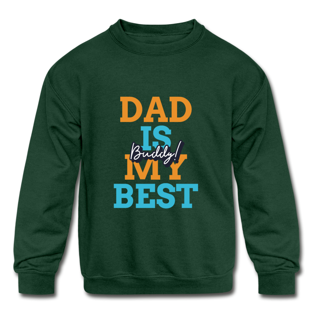 SPOD Kids' Crewneck Sweatshirt | Gildan 18000B forest green / S Kids' Dad Is My Beast Buddy  Crewneck Sweatshirt