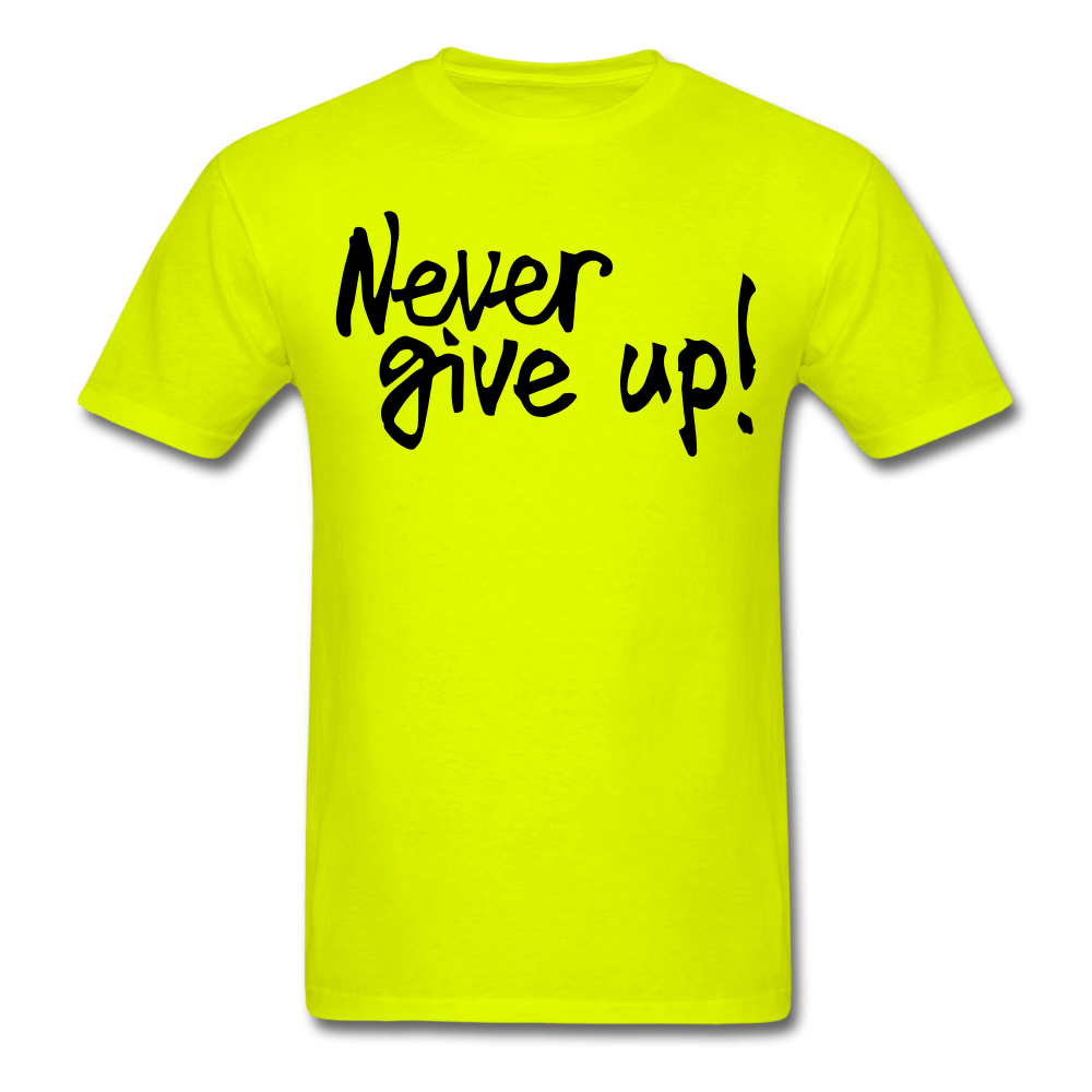 SPOD Men's T-Shirt safety green / S Men's Never Give Up T-Shirt (Black Writing)