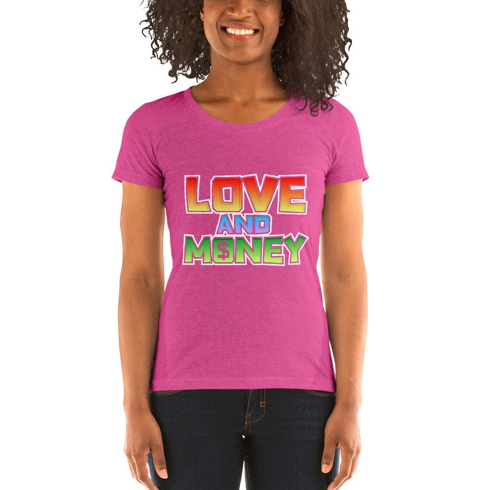Tru Soldier Sportswear  Berry Triblend / S Ladies' Love and money short sleeve t-shirt