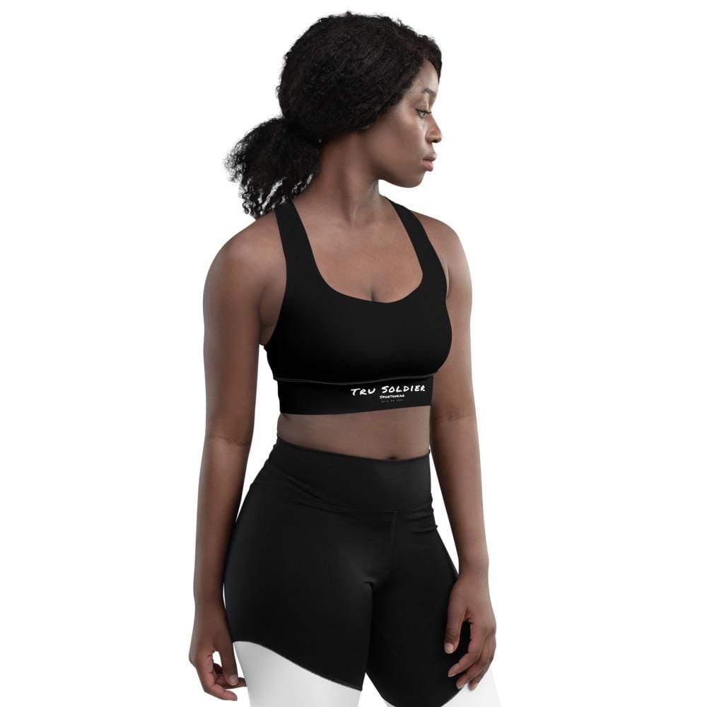 Tru Soldier Sportswear  Black Signature Longline sports bra
