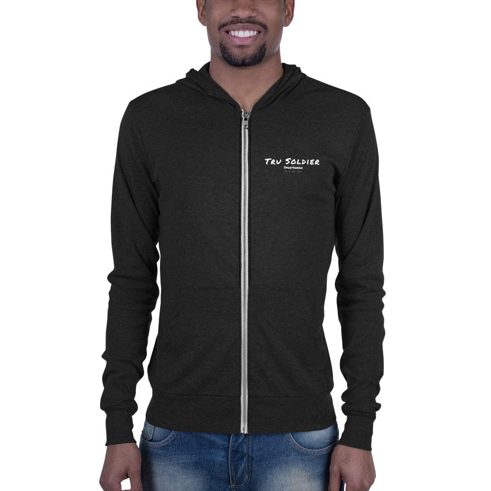 Tru Soldier Sportswear  Charcoal black Triblend / XS Unisex Signature zip hoodie