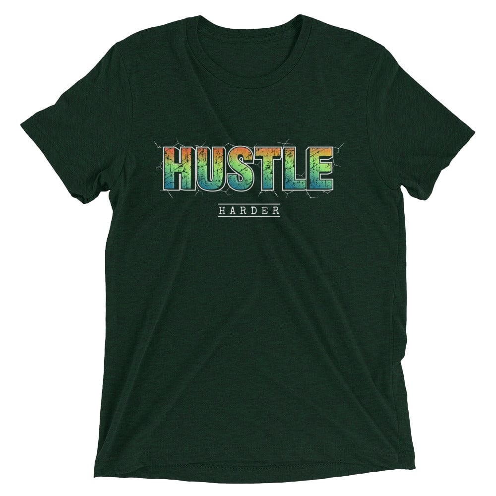 Tru Soldier Sportswear  Emerald Triblend / XS Hustle Harder t-shirt