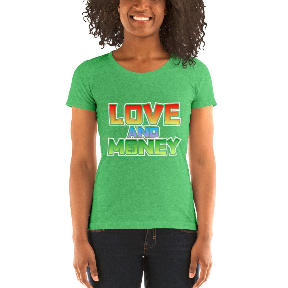 Tru Soldier Sportswear  Green Triblend / S Ladies' Love and money short sleeve t-shirt