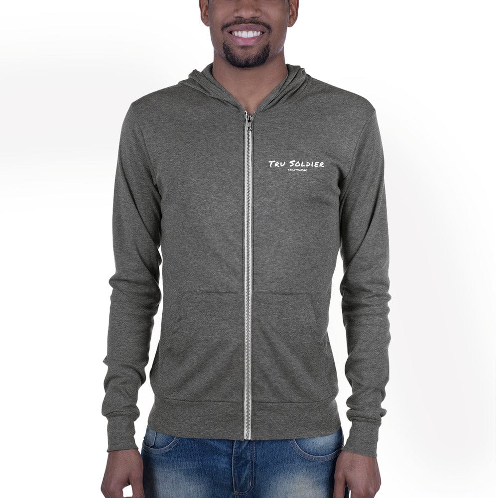 Tru Soldier Sportswear  Grey Triblend / XS Unisex Signature zip hoodie