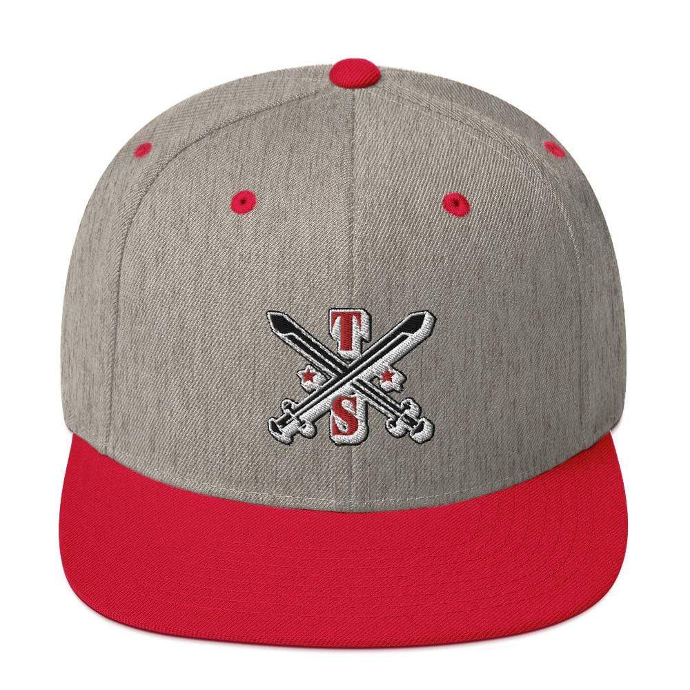 Tru Soldier Sportswear  Heather Grey/ Red Snapback Logo Hat