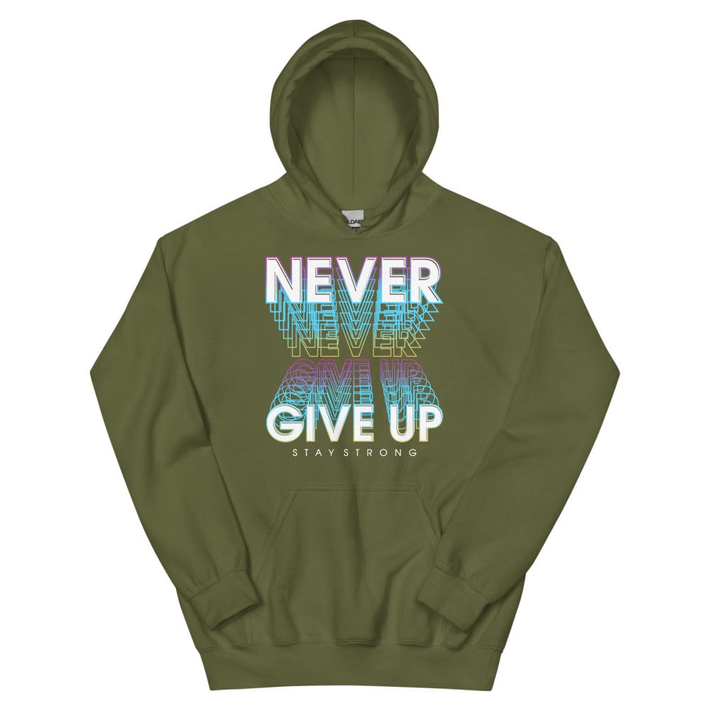 Tru Soldier Sportswear  Military Green / S Never Give Up Hoodie