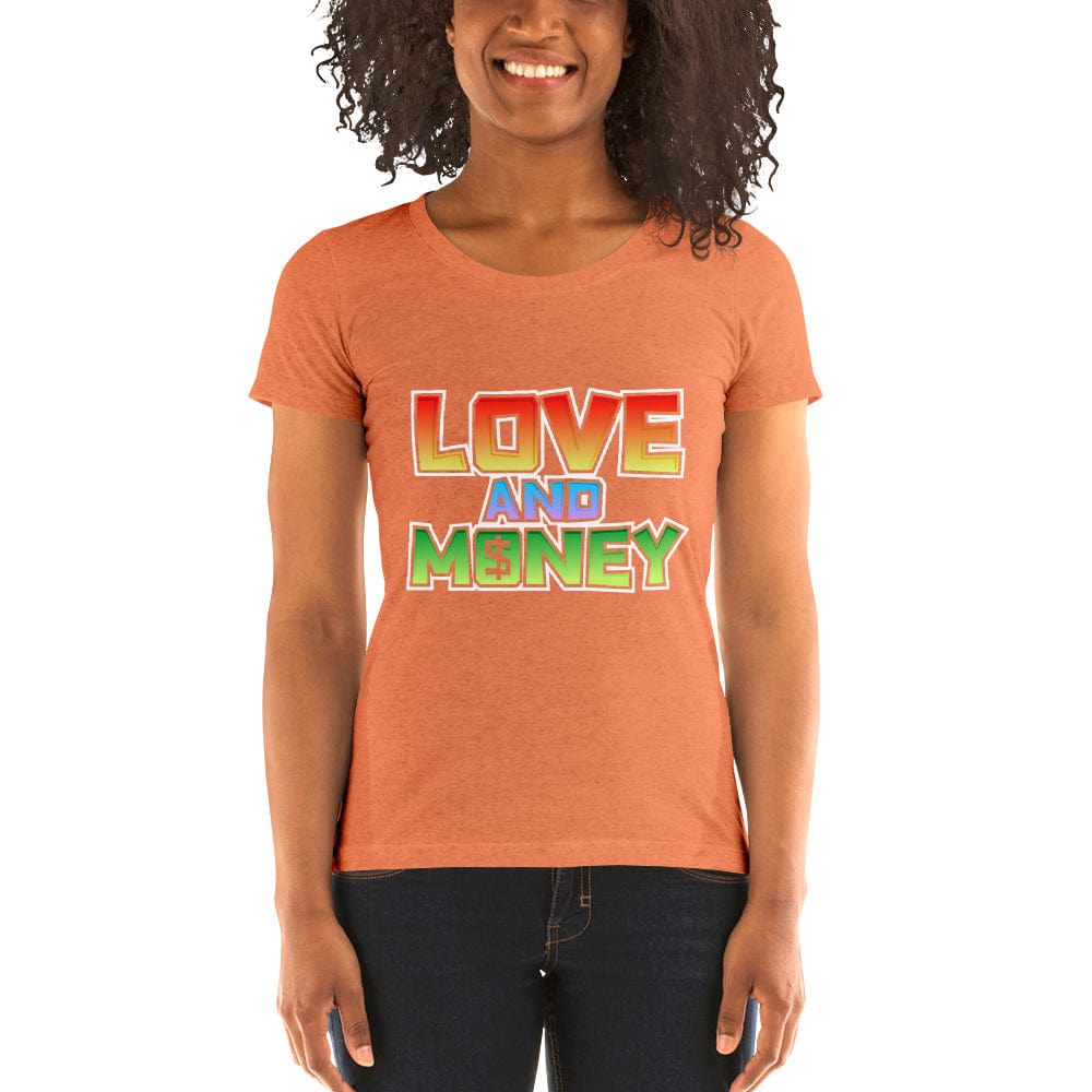 Tru Soldier Sportswear  Orange Triblend / S Ladies' Love and money short sleeve t-shirt