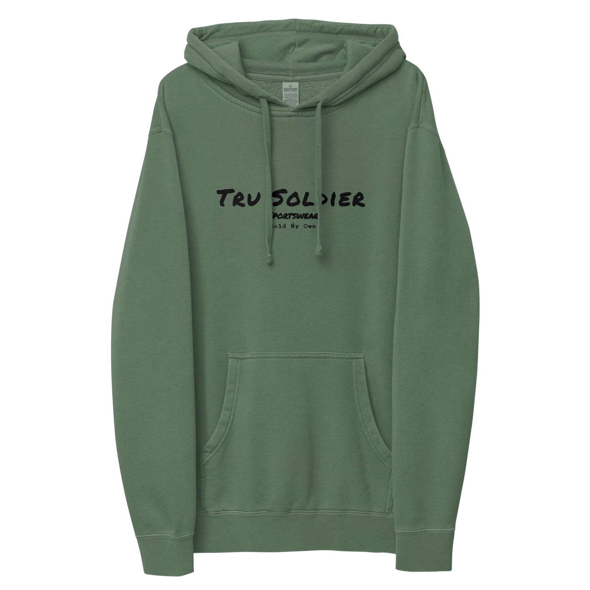 Tru Soldier Sportswear  Pigment Alpine Green / S Signature embroidered Unisex pigment-dyed hoodie