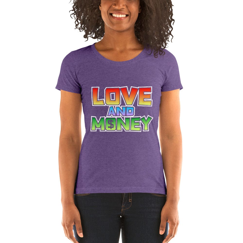 Tru Soldier Sportswear  Purple Triblend / S Ladies' Love and money short sleeve t-shirt