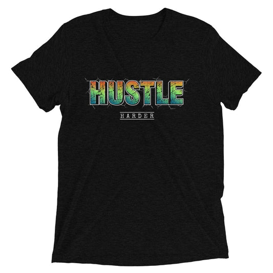 Tru Soldier Sportswear  Solid Black Triblend / XS Hustle Harder t-shirt