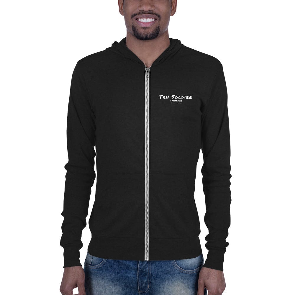 Tru Soldier Sportswear  Solid Black Triblend / XS Unisex Signature zip hoodie