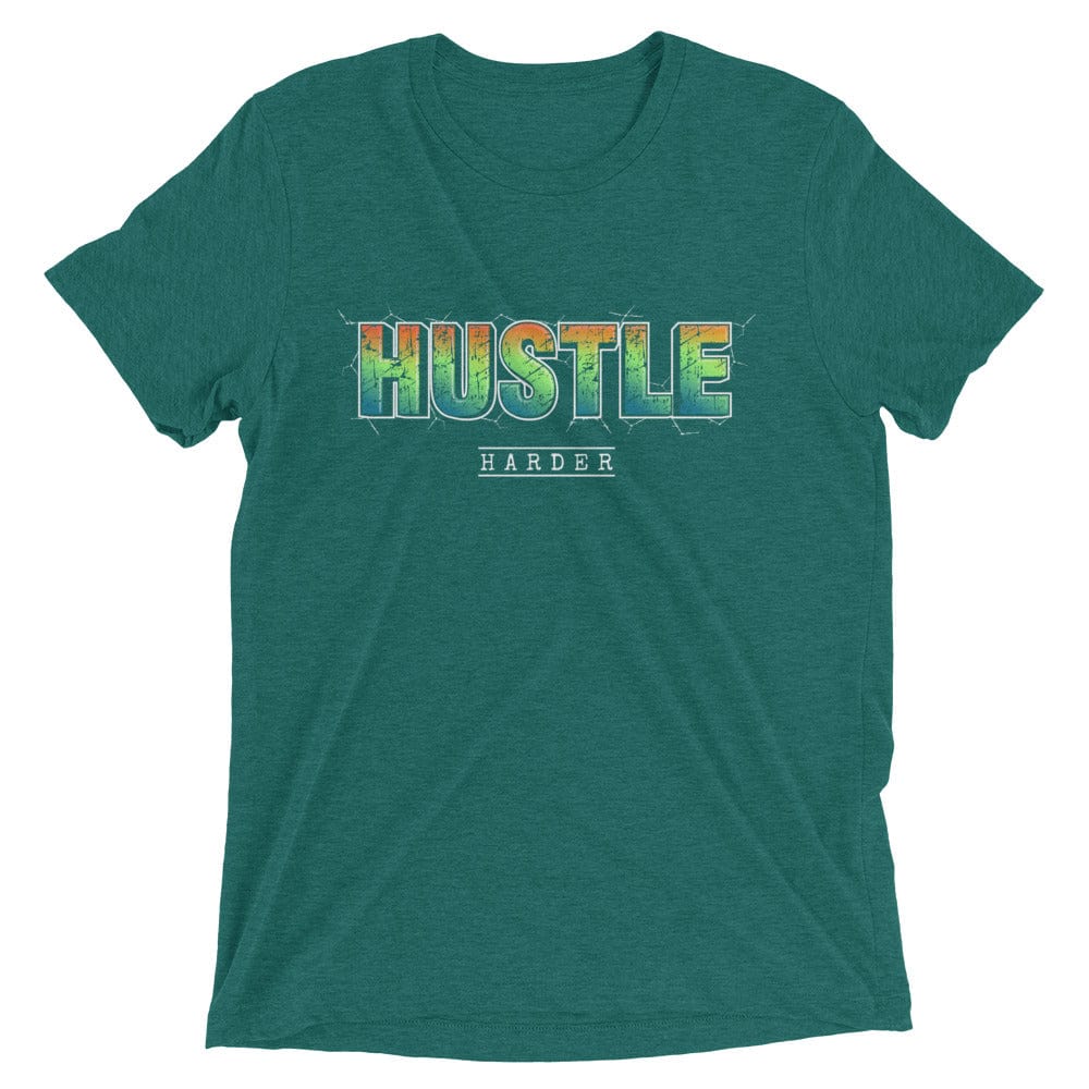 Tru Soldier Sportswear  Teal Triblend / XS Hustle Harder t-shirt